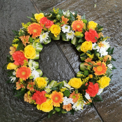 Flower Studio Rochdale Orange Funeral Wreath