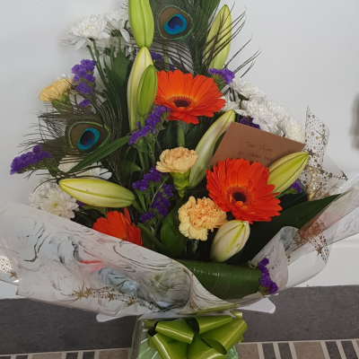 Flower Studio Rochdale Orange and Purple Handtied