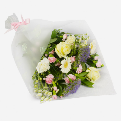 Summer Sky - Introduce a bit of sunshine into their life with our Summer Sky creation. A budding bouquet made with flowers in shades of white and blue, entwined with delicate foliage. Hand-crafted and delivered with radiance by our local florist.
